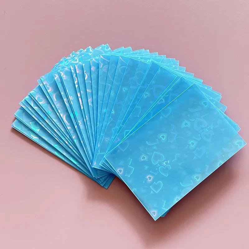 

50 шт. чехлов для карт Kpop 61x91 мм 20C Heart Bling держатель для голографических открыток с верхней загрузкой пленок фотокарточек игровых фотокарточек протектор синий