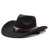 Hot-selling top hat, ethnic style cow head, western cowboy top hat, rolled brim, retro riding hat, woolen felt hat