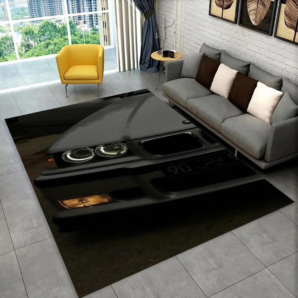 3D E36 Rennwagen Motorrad Teppich Teppich für Wohnzimmer Schlafzimmer Dekor, Kinder Spielen Rutschfeste Dekoration für Sofa Fußmatte Geschenk