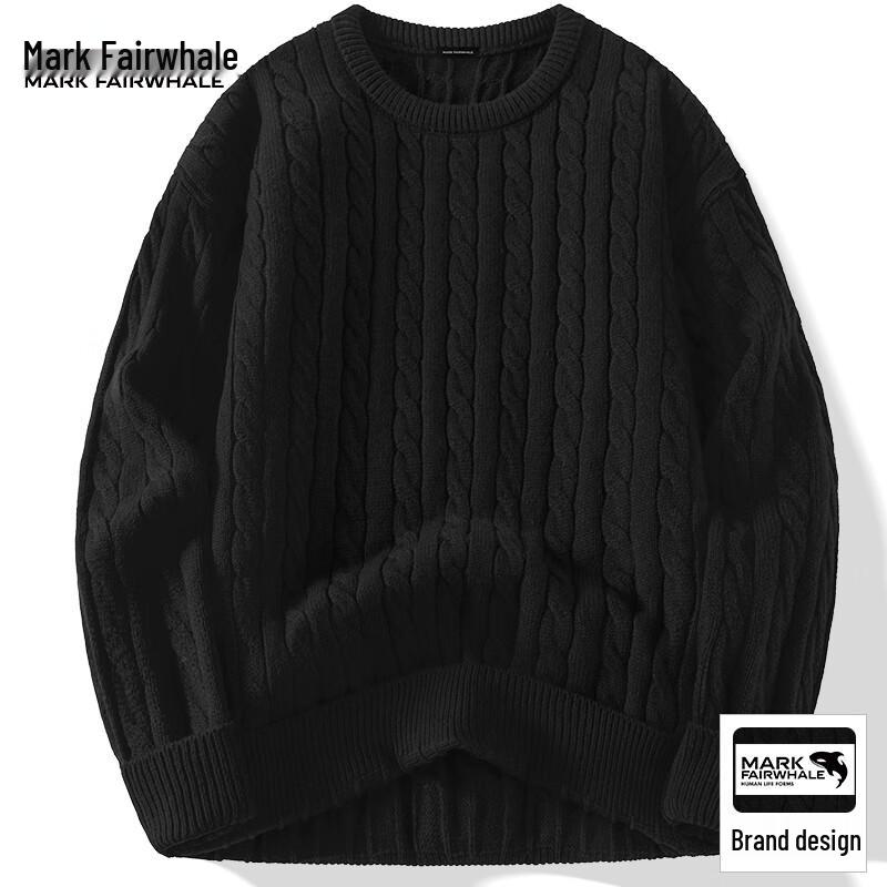 Mark Fairwhale Men's Cable Knit Round Neck Sweater