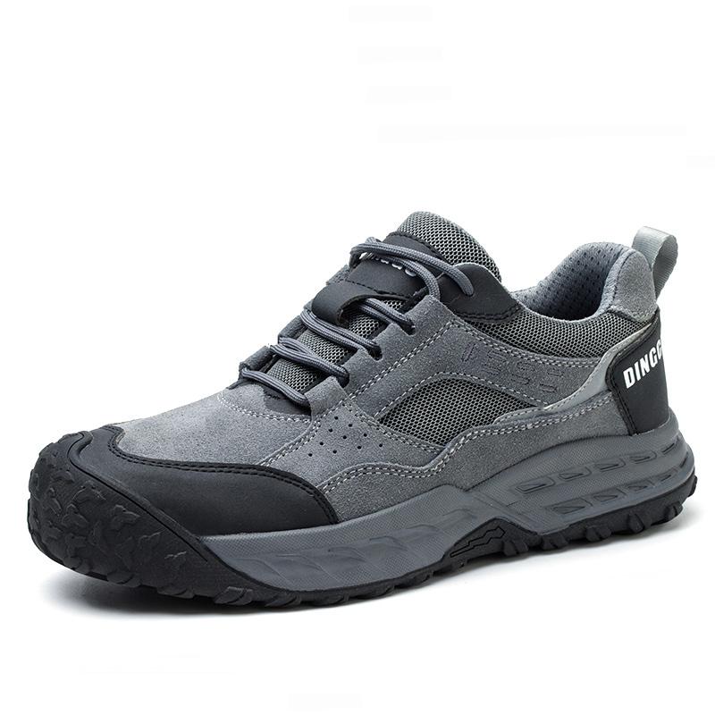 Men Fashion Breathable Plastic Toe Caps Work Safety Shoes Cow Suede Leather Security Boots Worker Safe Sneakers Protect Footwear