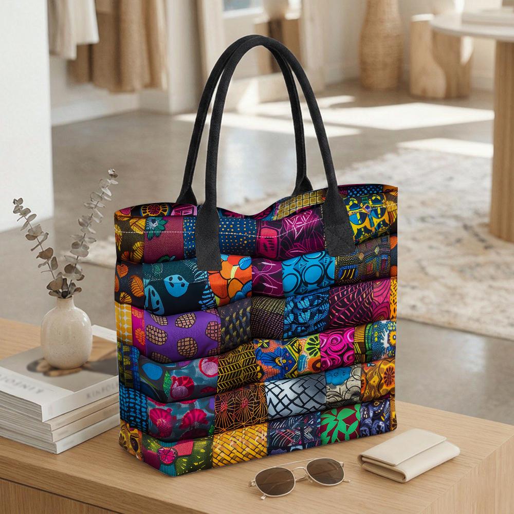 Bohemian Patchwork Tote Bag Fashion Large Capacity Casual Shoulder Purse for Daily Use