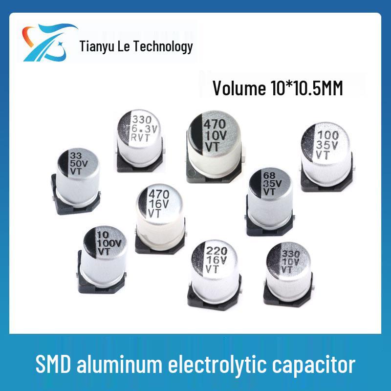 SMD Aluminum Electrolytic Capacitor 50V 150uF, Size 10x10.5mm