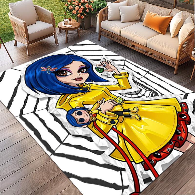 Coraline Print Rug, Washable Floor Carpet, For Entryway Dorm Laundry Room Office Study, Home Decor Birthday Christmas Gift