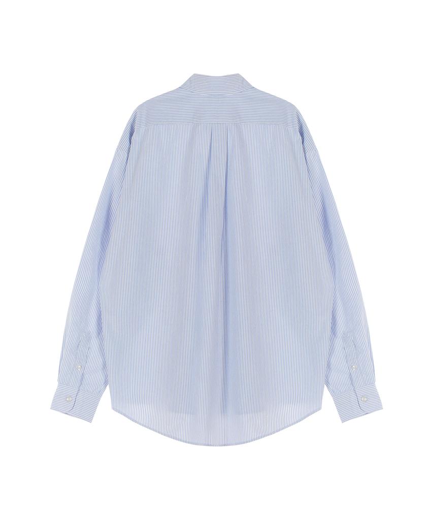 Bajal Vz Logo Big Oversized Oxford Stripe Shirt Sky Blue