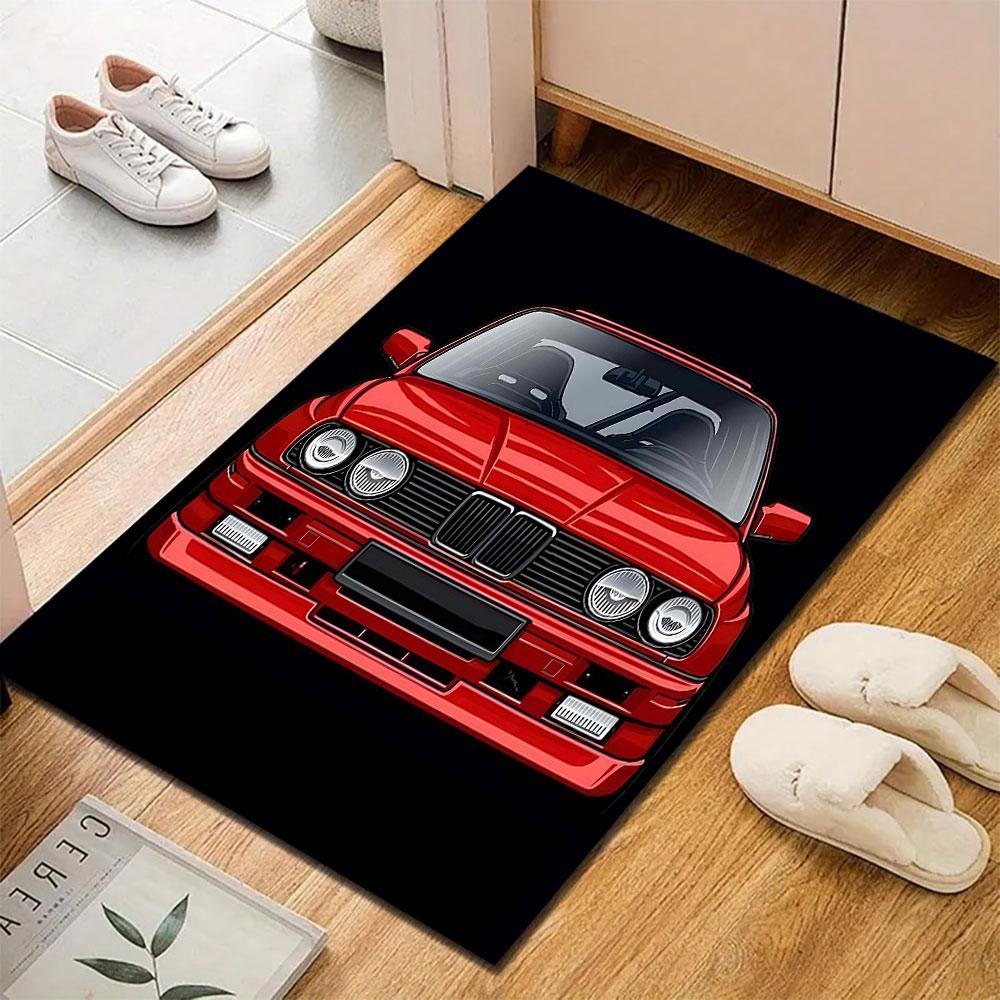 Classic Red Sports Car Front View Patterned carpet, suitable as a non slip play mat for the living room and bedroom sofa