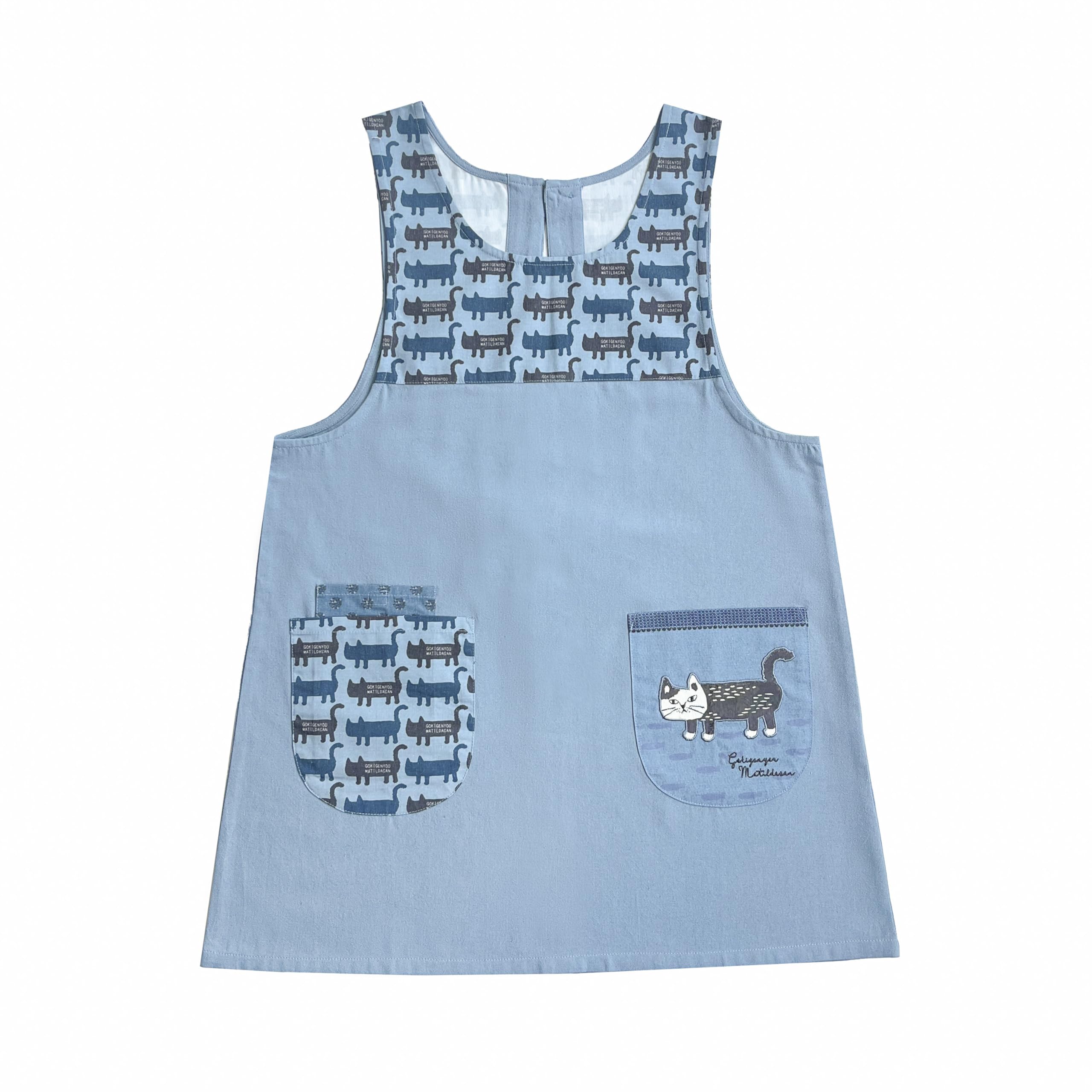 

Матильда Пуговица Лента Открытый Фартук 258534 Синий [Kusuguru Japan] M-L синий