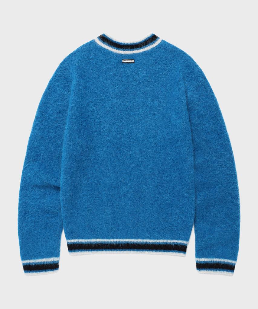 THEVINYLHOUSE Shaggy V Neck Sweater Blue