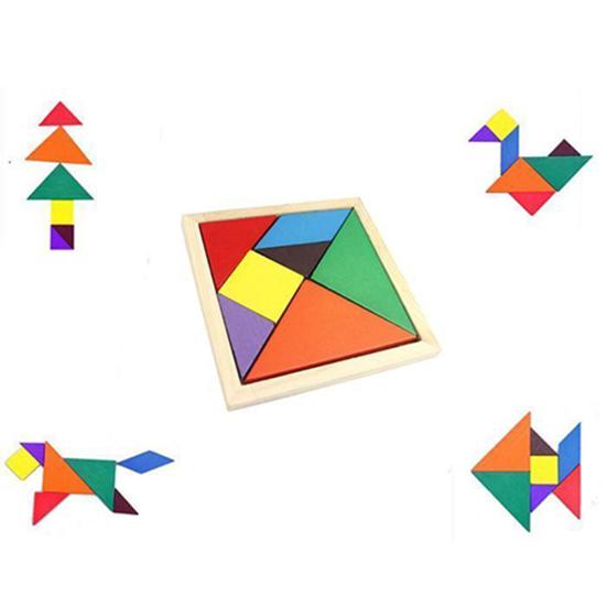Colorful Wooden Tangram Brain Teaser Puzzle Educational Developmental Kids Toy
