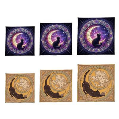 Moon Cats Pattern Tarots Card Tablecloth Altars Cloth Altars Cloth Divinations Card Table Cloth Tapestry Easy Use