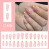 24Pcs Glitters French False Nail Almond Shape With Blush Pink Design Press On Nail For Daily Use Holiday Party