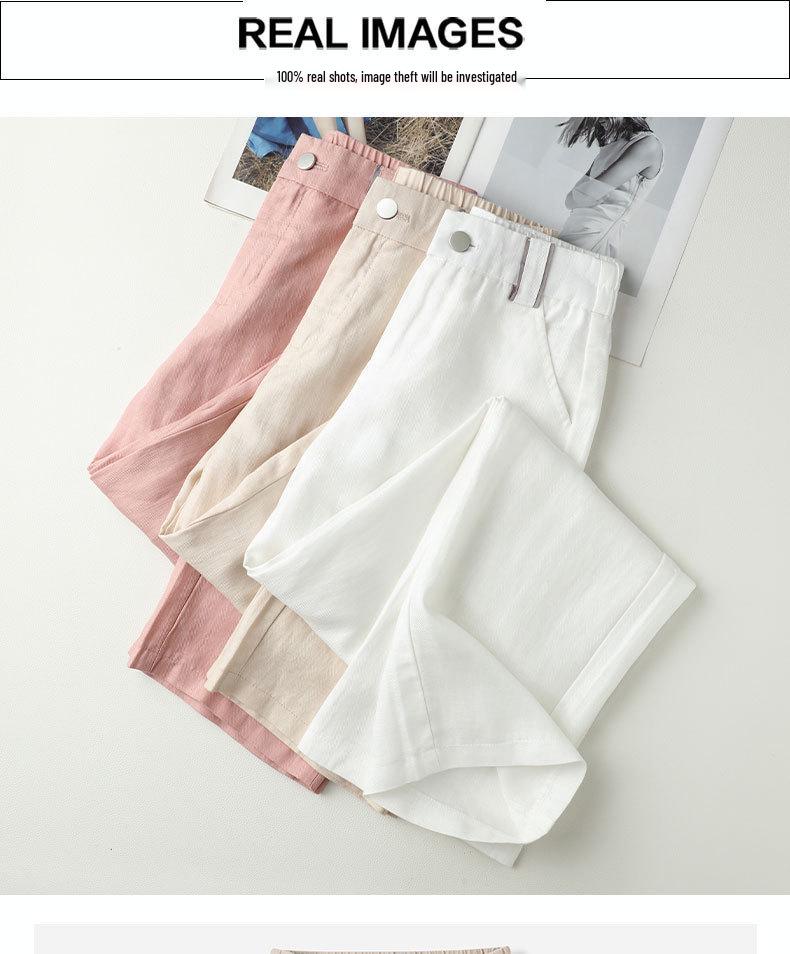 2025 Women's High-Waisted Linen-Cotton Wide-Leg Pants - Slimming, Wrinkle-Resistant, Casual Summer Style