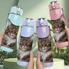 1PC Tabby Cat Sharp Eye Portrait 750ml Color Plastic Sports Water Bottle Leakproof Flip Straw Lid Suitable for Sports Office Home Use