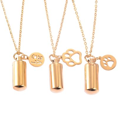 Memorial Dog Urns Necklace Pet Cremation Urn Pendant Cat Urn Necklace with Hollowout Paw Pet Memory Keepsakes Urn Holder