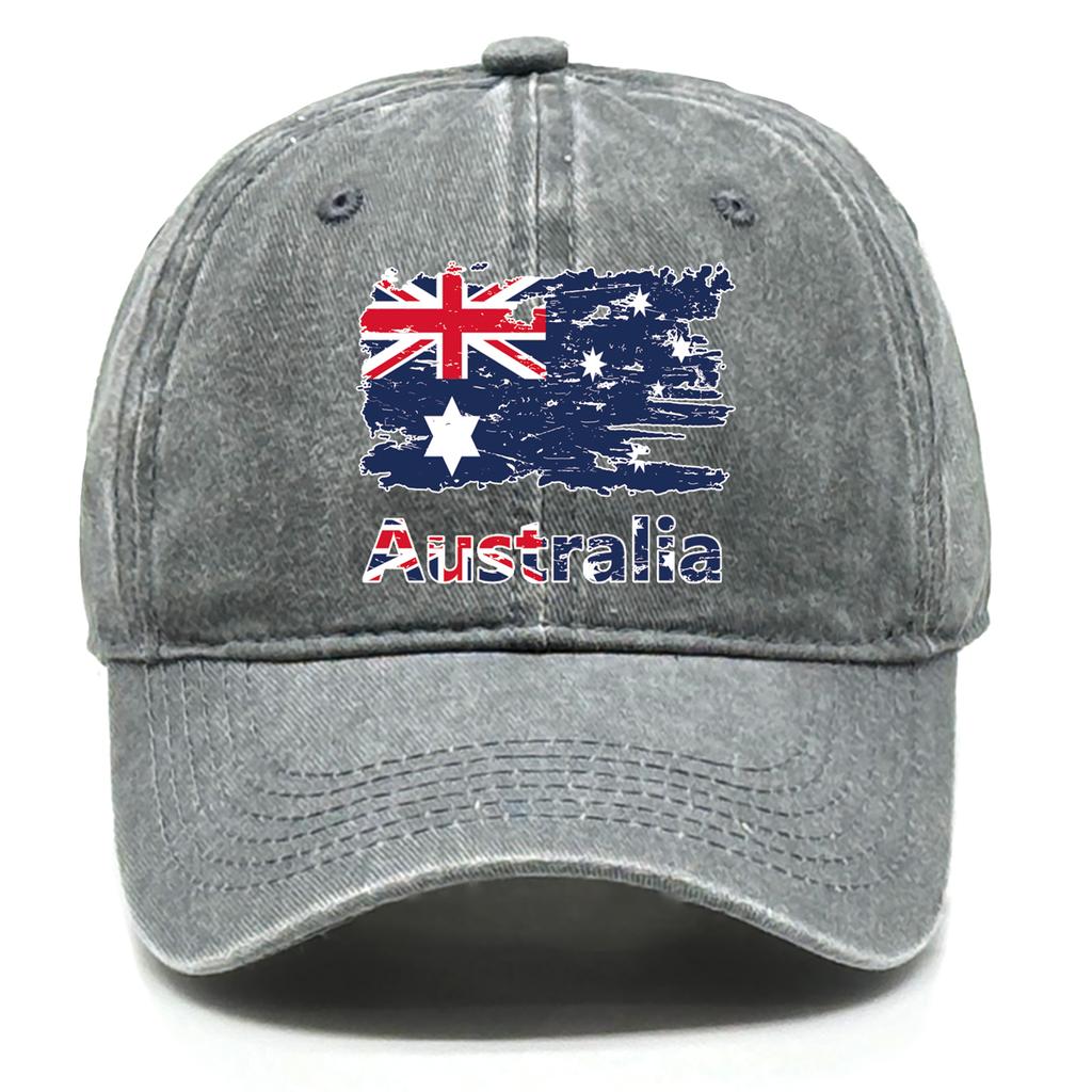 Retro Style Australian Flag Print Snapback Sun Hat Caps For Woman Washed Retro Vintage Adjustable Baseball Caps High Quality Cap