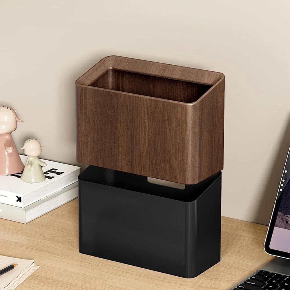 Desktop Trash Can Household Living Room Countertop Garbage Box Office Narrow Small Waste High Surface Horizontal Paper Basket