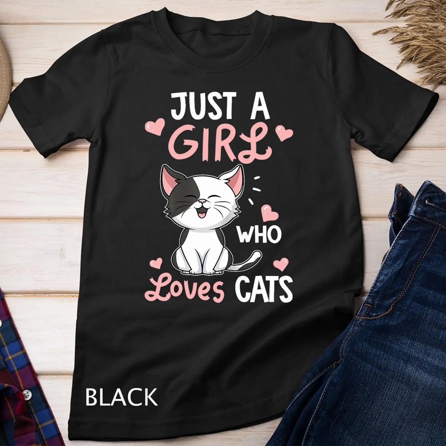 Just A Girl Who Loves Cats T Shirt Cute Cat Lover s S