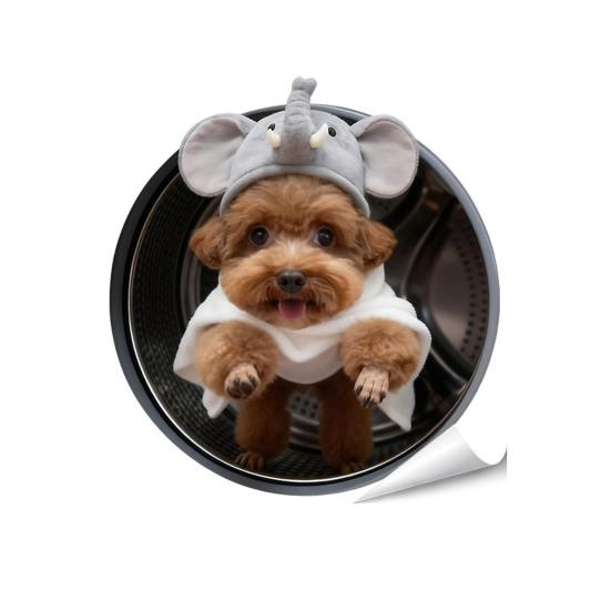 Yousheng 1/6Pcs Simulated Animal Sticker Waterproof PVC Self-Adhesive Dog Cat Rabbit Home Appliances Oven Refrigerator Washing Machine Decorative