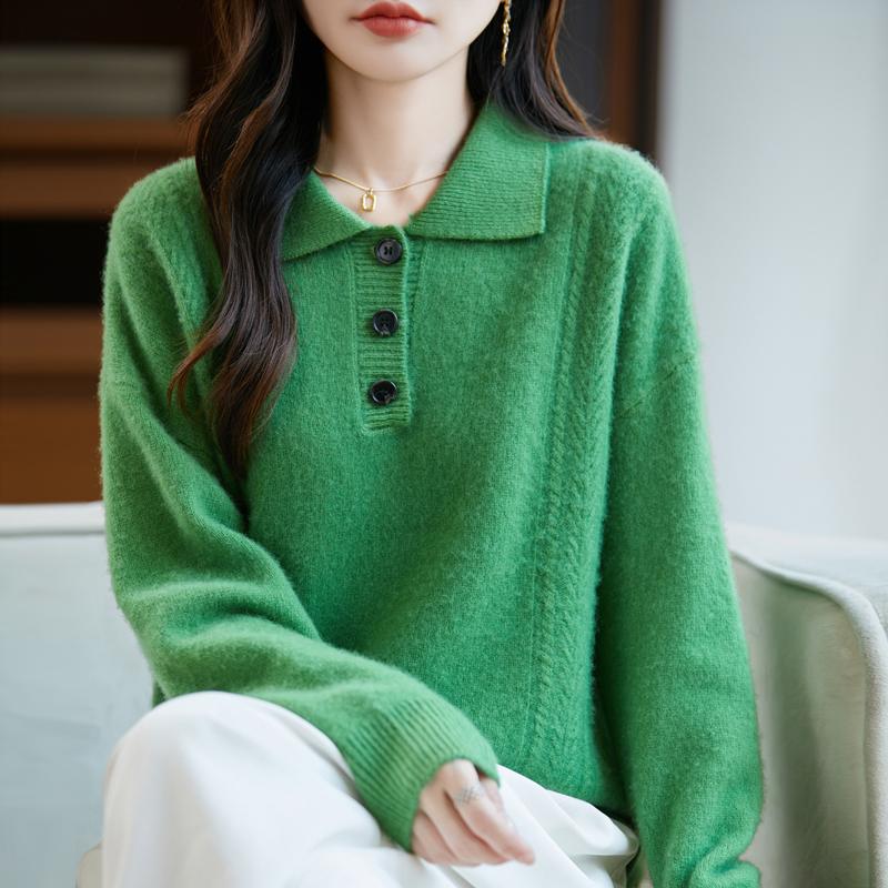 Women's cashmere sweater Qinghe cashmere 30% cashmere 70% wool autumn and winter pullover warm and fashionable