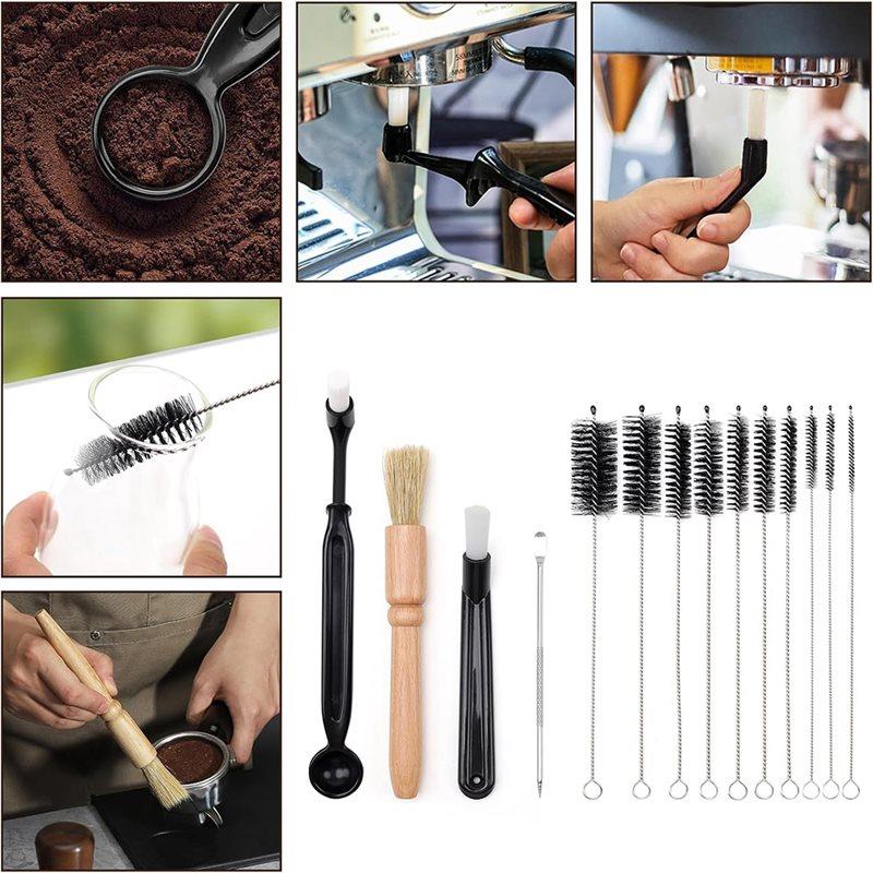 ABBP-14 PCS Coffee Grinder Cleaning Brush Set, Espresso Machine Brush Kit With Straw Brushes Tools For Home & Commercial Use