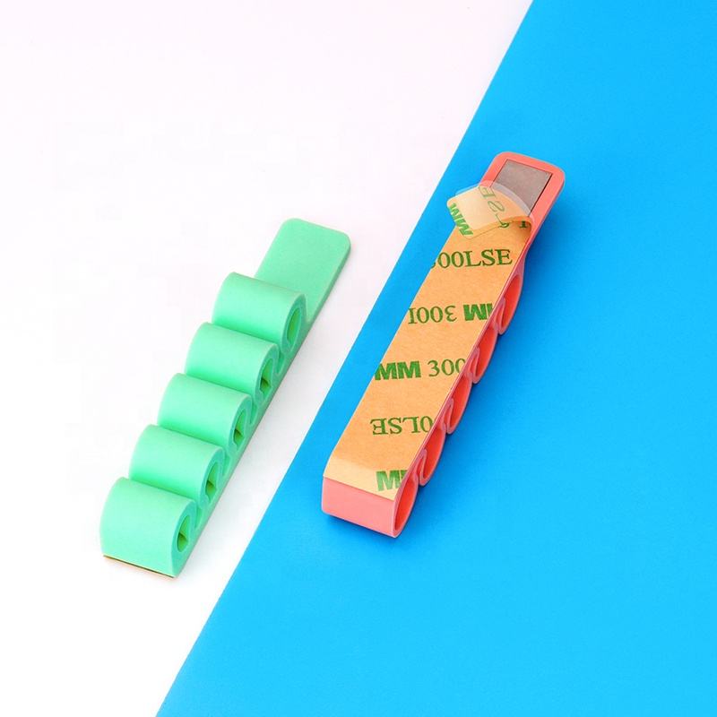 Silicone office organizer for cables, wires, and pens, orange
