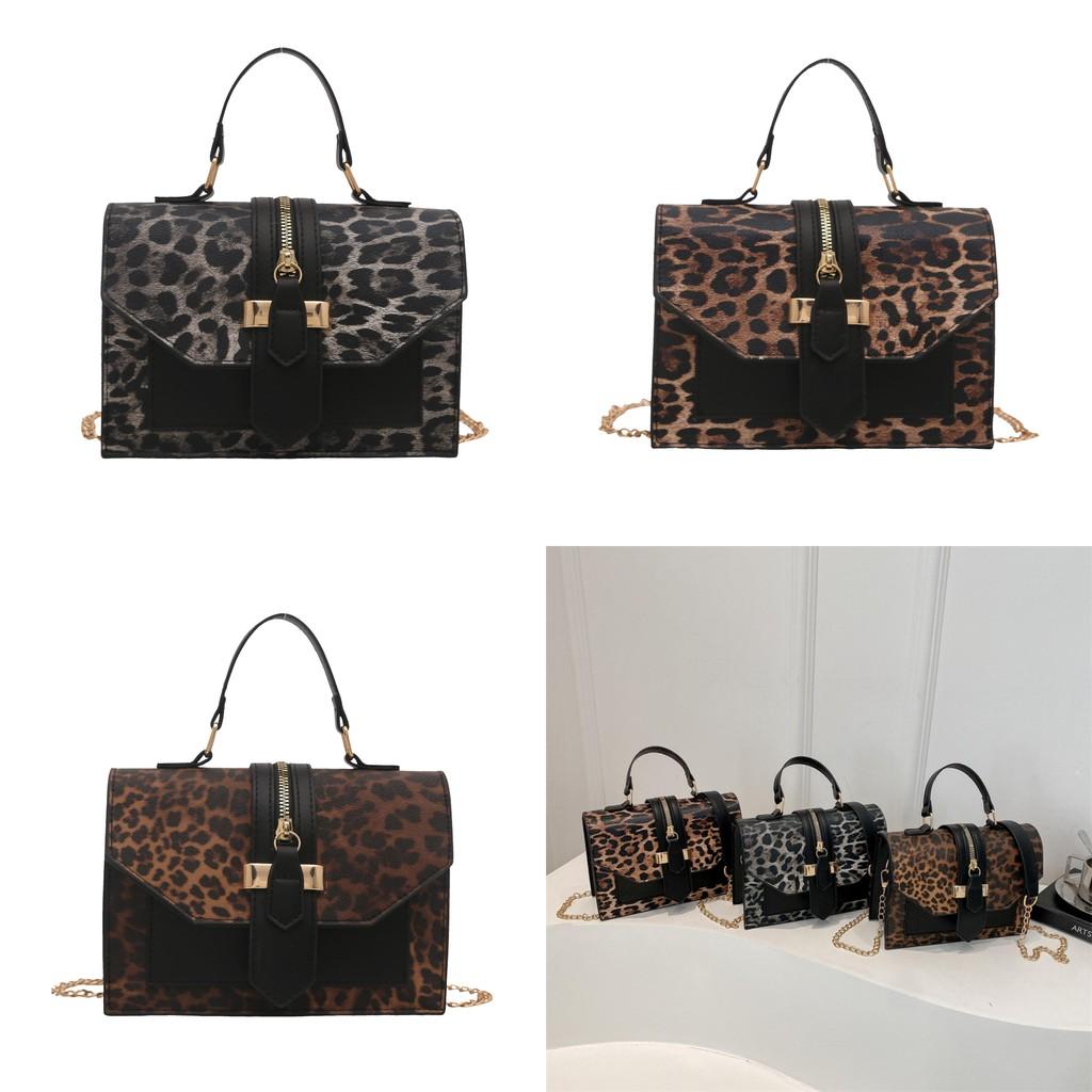 Pu Contemporary Leather Small Leopard Print Handbag For Women Versatile Daily Use Accessory