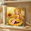 Decorative Tabletop Craft Ornaments Luxury Faux Pearl Rhinestone Painting Kit, 25x25cm DIY Resin Art with Animal Stress Relief Hobbies Floral