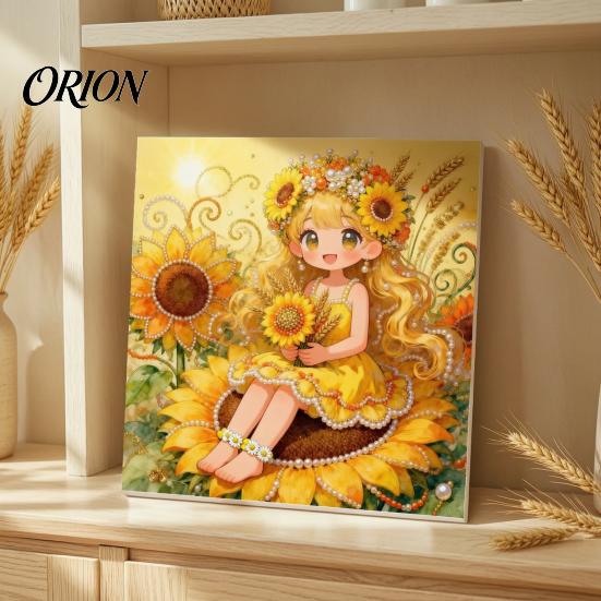 Decorative Tabletop Craft Ornaments Luxury Faux Pearl Rhinestone Painting Kit, 25x25cm DIY Resin Art with Animal Stress Relief Hobbies Floral