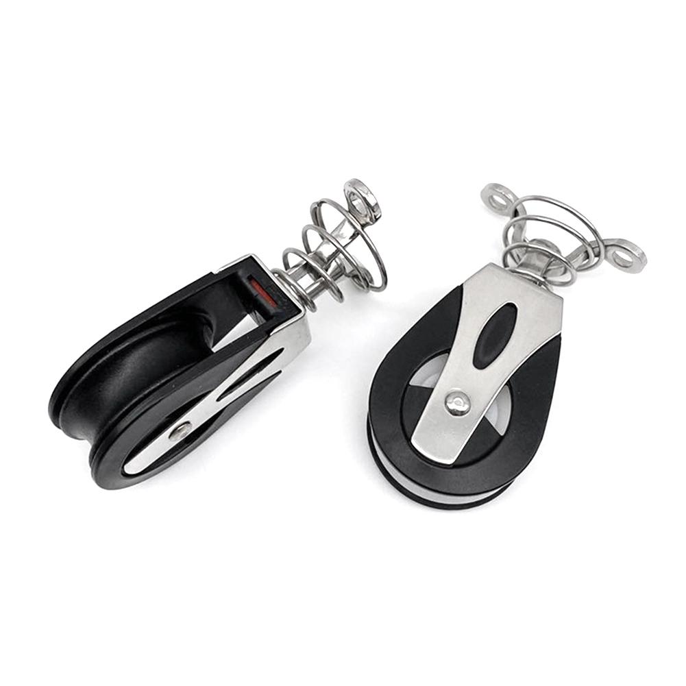 AB12-Stainless Steel Nylon Pulley Block Sailing Boat Loading Single Kayak Pulley Block Lifting Swivel Bearing Sheave