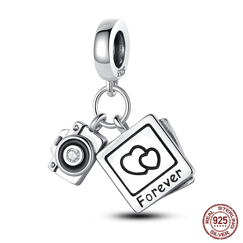 S925 Silver Fashion Camera Coffee Cup Flower Charms Beads Fit  S925 Original Bracelet DIY Birthday Jewelry Making For Women