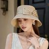 Straw Hat Women's Summer New Mesh High-end Flat-top Short-brimmed Sun Hat Seaside Travel Small Fragrant Bow