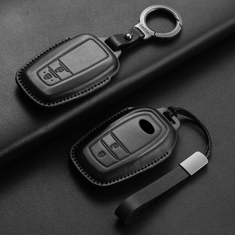 New Leather Car Remote Key Case Cover Shell for Toyota Prius Camry Corolla Avalon CHR RAV4 Land Cruiser Prado Keyless Key Fob