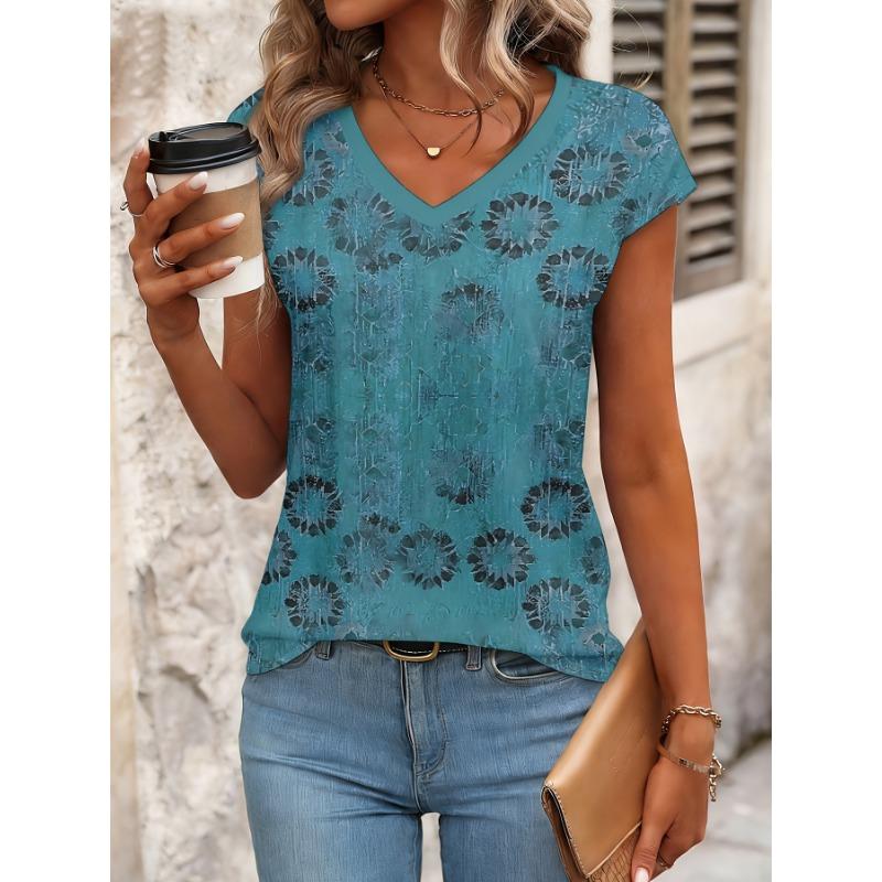 

Ethnic printed sleeveless V-neck top for women 8XL