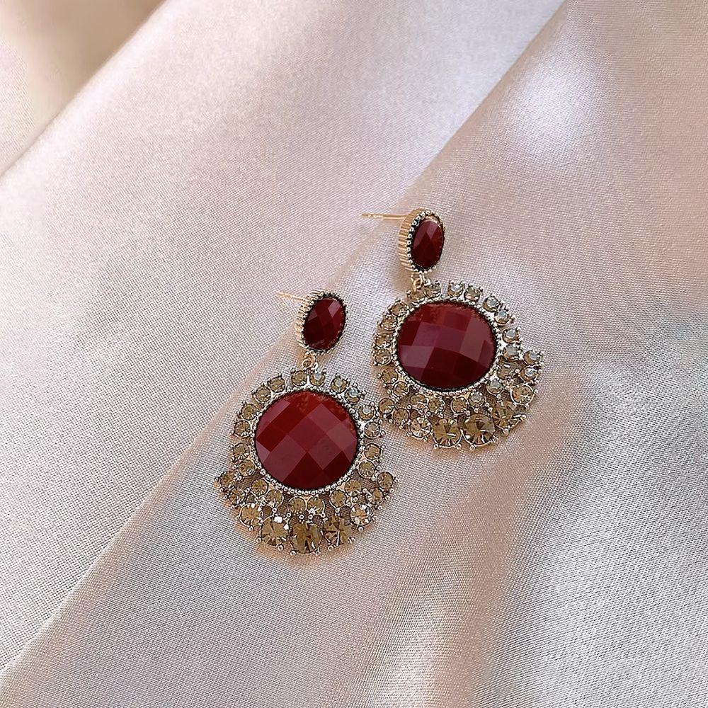 Elegant Angora Red Heart Earrings: Real Gold Electroplated with Diamonds - Perfect for Festive Occasions