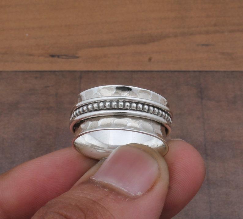 Massiver 925er Sterlingsilber Spinner Ring Meditationsring, Böhmischer Ring, handgefertigter Ring, Design Ring, Daumenring