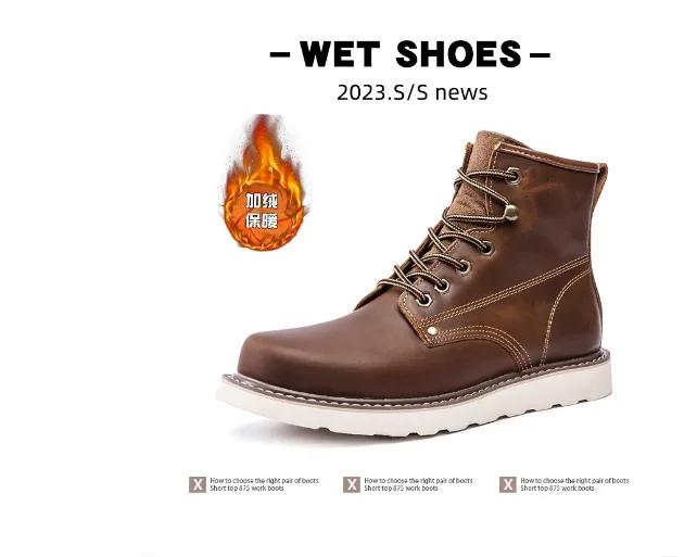 Pánské boty Americké retro boty na nářadí Ležérní Crazy Horse Kožené vintage pánské šněrovací kotníkové boty Hombre Zapatillas Hombe