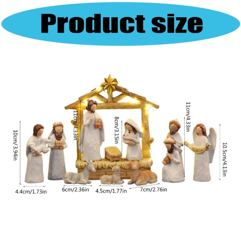 Christmas Nativity Figurines Holy Family Figure with Donkey Nativity Figure,Table Ornament Religious Christmas Decors