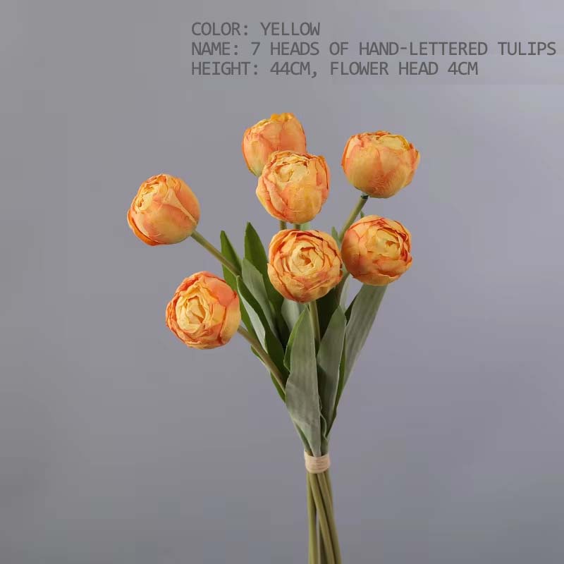7 Heads High Quality Artificial Silk Cloth Tulip Flower Bundle For Wedding