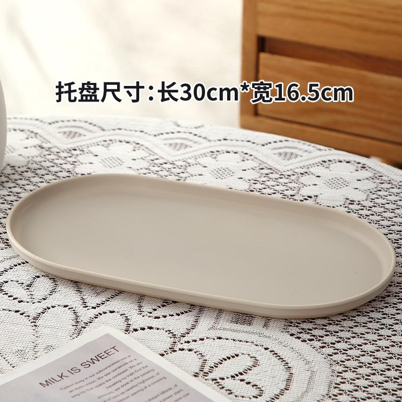 4 pièces Plateau à café en plastique, Plat de service alimentaire ovale avec surface lisse pour dessert de maison Plateau anti-chute Thé de l'après-midi