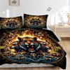 3pcs Flaming Tiger Amidst Waves Pattern Bedding Set, 1* Cover + 2*Pillowcases, Bedding Set, Soft and Comfortable, Bedroom and Guest Room Use
