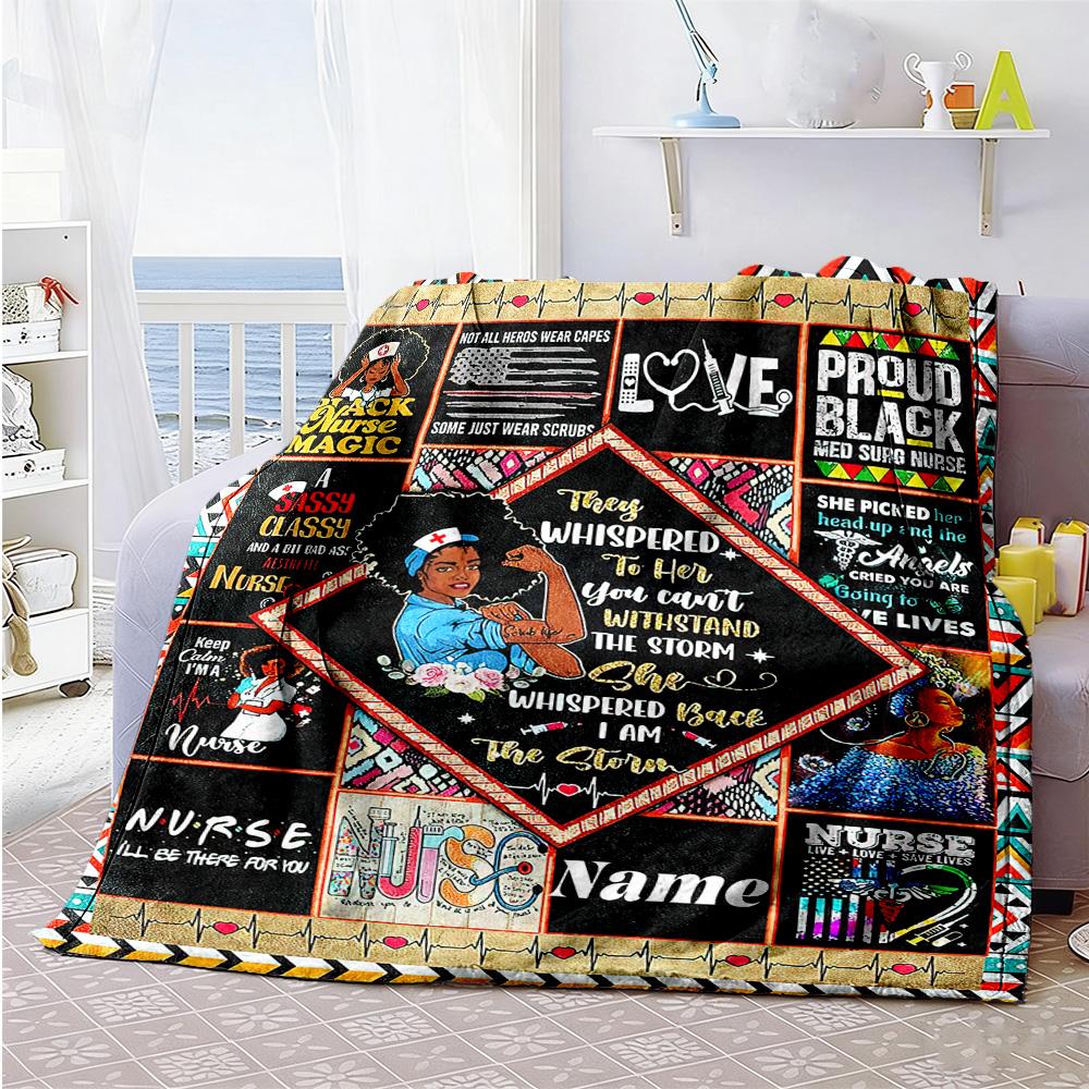 Nurse55 Customize Your Name Blanket Lightweight Personalized Blanket Comfortable Suitable for Bedding Chair Sofa Livingroom Four Seasons Multipurpose