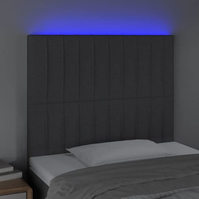 VidaXL Tête de Lit à LED Meuble de Chambre à Coucher Accessoire de Lit Simple Tête de Cadre de Lit Intérieur Gris Foncé 3122653