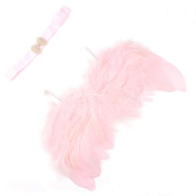 Baby Newborn Angle Wing And Small Bow Headband Photograph Prop Pearl Bow Headband Photograph Prop Suit Infant Clothes Suit