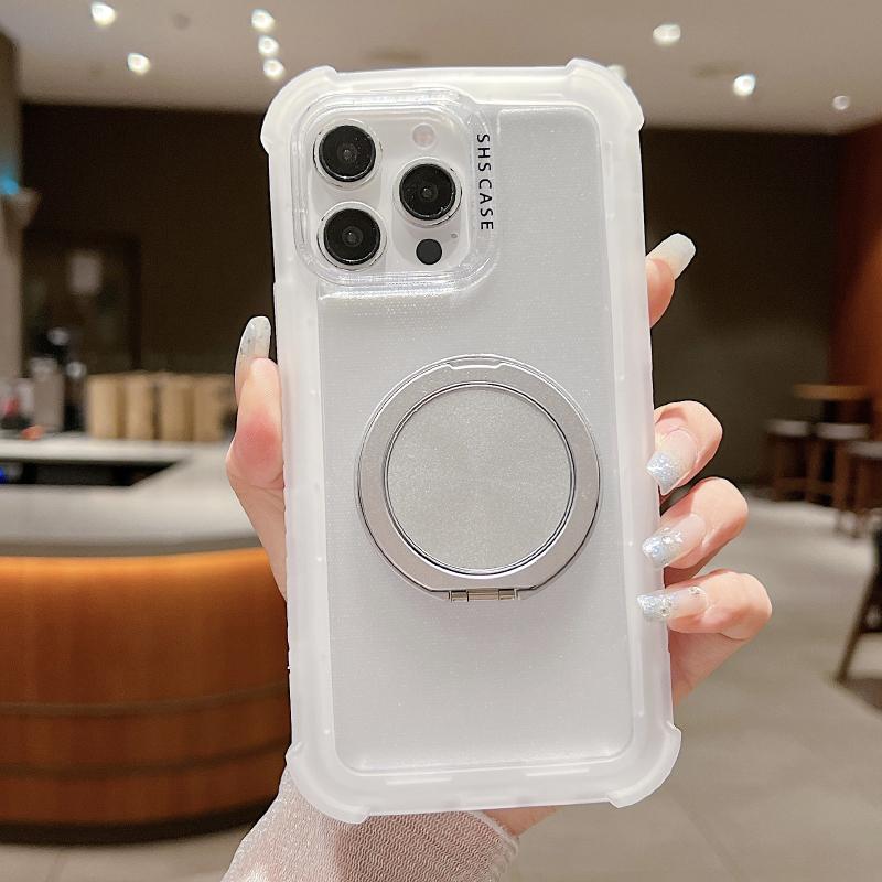 For Magsafe Magnetic 360°Rotat Metal Car Bracket 3-in-1 Four Corner Anti Drop Phone Case For iPhone 16 Pro Max 14 13 15 Pro Max