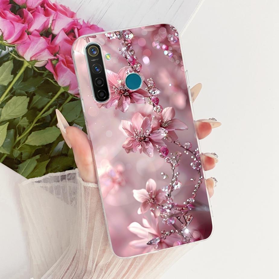 For Realme 5 5i 5S Realme5 Pro Luxury Bow Flowers Painted Cover Soft Silicone Phone Case For Realme 5 Pro 5i 5S Back Cover Coque