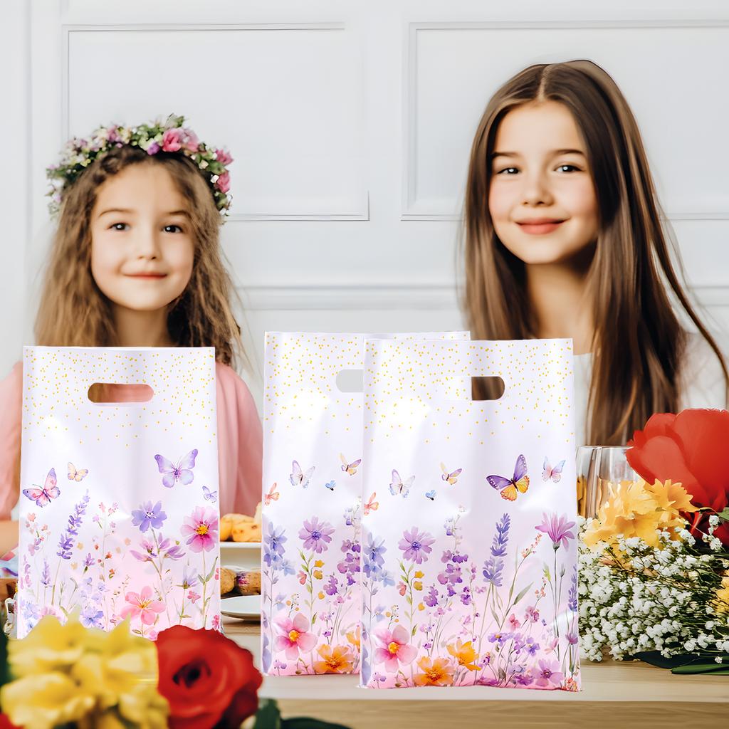 10pcs Wildflower Themed Handbag Candy Bags Spring Birthday Party Gift Packing Bag Birthday Baby Shower Girl Party Supplies
