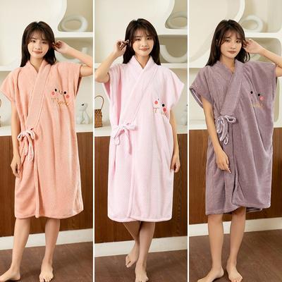 Serviette de bain portable en polaire corail pour femme, épaisse, douce, absorbante, pour femme adulte, jupe de douche nouée en croix