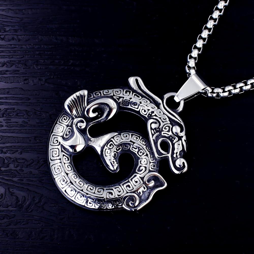 European and American Retro Men s Pendant, Ethnic Style Dragon Necklace 60CM