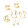 Elegant Multi Layered C Shape Ear Clip Handmade No Piercing Earrings Accessory Fashionable Geometric Layered Ear Cuff