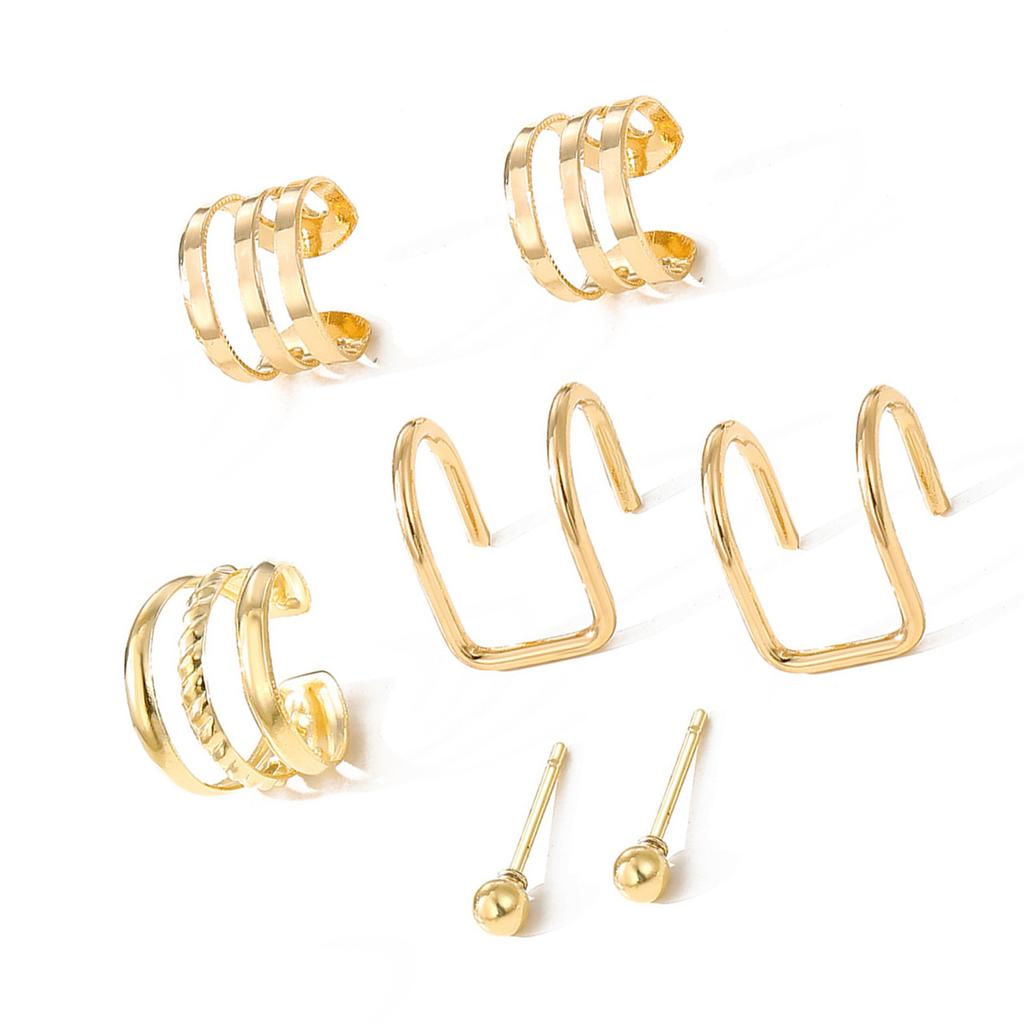 Elegant Multi Layered C Shape Ear Clip Handmade No Piercing Earrings Accessory Fashionable Geometric Layered Ear Cuff